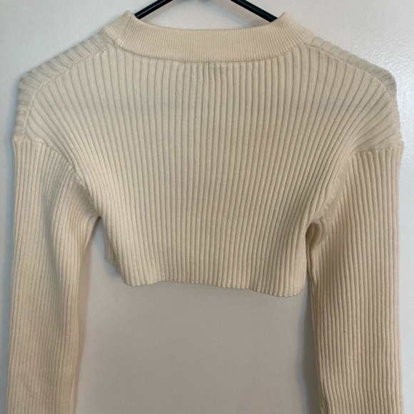 Pretty Garden, Ivory ribbed Knit, Body-con 2 piece dress with pullover shrug, M - Picture 7 of 14